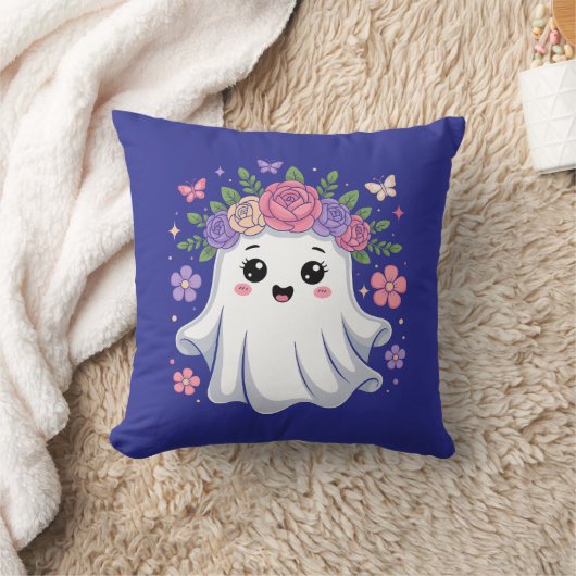 かわいいフローラ幽霊かわいいハロウィーン幽霊 クッション (ブランケット)