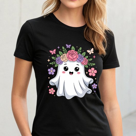 かわいいフローラ幽霊かわいいハロウィーン幽霊 Tシャツ