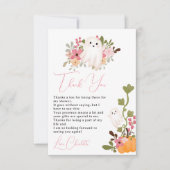 かわいいフローラ幽霊カボチャ小さなブーブベイビーシャワー サンキューカード (正面)