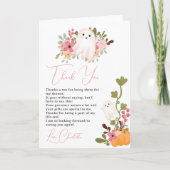 かわいいフローラ幽霊カボチャ小さなブーブベイビーシャワー サンキューカード (正面)
