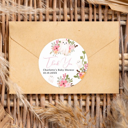 かわいいフローラ幽霊カボチャ小さなブーブベイビーシャワー ラウンドシール