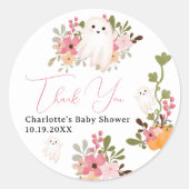 かわいいフローラ幽霊カボチャ小さなブーブベイビーシャワー ラウンドシール (正面)