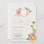 かわいいフローラ幽霊カボチャ小さなブーブベイビーシャワー 招待状 (正面)