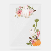 かわいいフローラ幽霊カボチャ歓迎ベビーシャワー アクリルサイン (正面)