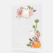 かわいいフローラ幽霊カボチャ歓迎ベビーシャワー アクリルサイン (傾斜)