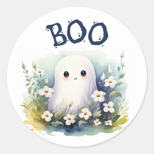 かわいいフローラ幽霊ハロウィーン ラウンドシール (正面)