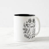 かわいいフローラ幽霊白黒ハロウィーン ツートーンマグカップ (正面右)