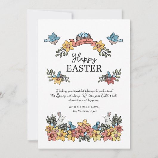 かわいいフローラ復活鳥とバニー シーズンカード (正面)