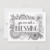 かわいいフローラ手文字白黒鑑賞 サンキューカード (正面)