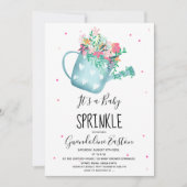 かわいいフローラ水やりカンピンクベビーシャワー 招待状 (正面)