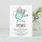かわいいフローラ水やりカンピンクベビーシャワー 招待状 (スタンド正面)