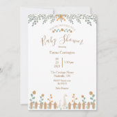 かわいいフローラ水色アヒル赤ちゃんシャワー 招待状 (正面)