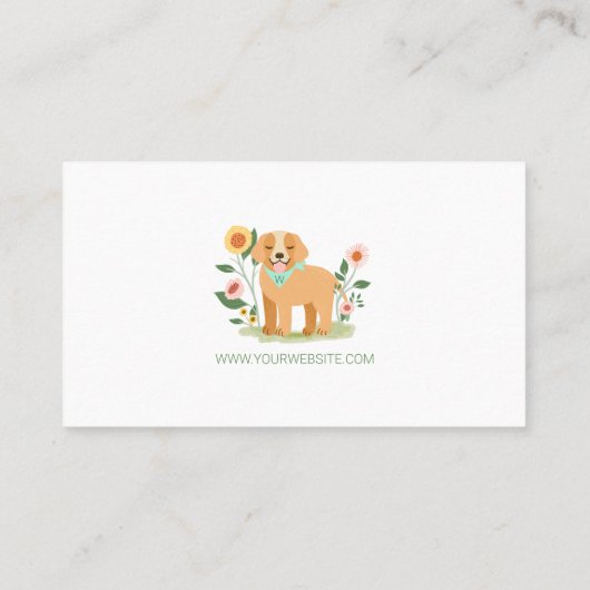 かわいいフローラ犬ペットケアサービスグリーン 名刺 (裏面)