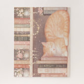 かわいいフローラ猫と本 ジグソーパズル (縦)