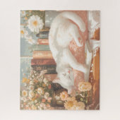 かわいいフローラ猫と本 ジグソーパズル (縦)