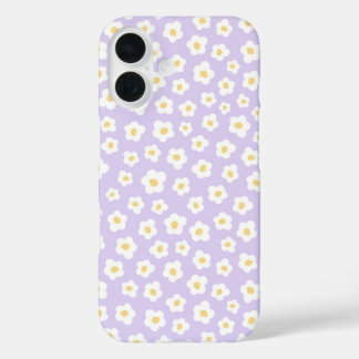 かわいいフローラ白花デザイン iPhone 16ケース