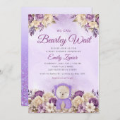 かわいいフローラ紫の赤ちゃんシャワーを待つことができる 招待状 (正面/裏面)