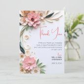 かわいいフローラ結婚のフレーム抽象芸術紙クイリング サンキューカード (スタンド正面)