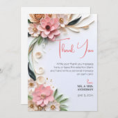 かわいいフローラ結婚のフレーム抽象芸術紙クイリング サンキューカード (正面/裏面)