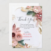 かわいいフローラ結婚のフレーム紙クイリング サンキューカード (正面/裏面)