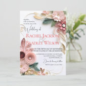 かわいいフローラ結婚のフレーム紙クイリング 招待状 (スタンド正面)