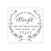 かわいいフローラ結婚リースの名前差出人住所 ラバースタンプ (インプリント)