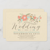 かわいいフローラ結婚式招待状 招待状 (正面/裏面)