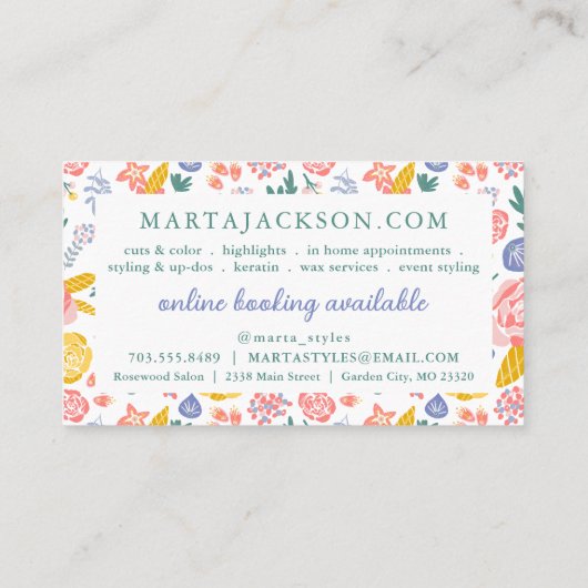 かわいいフローラ美容師 名刺 (裏面)