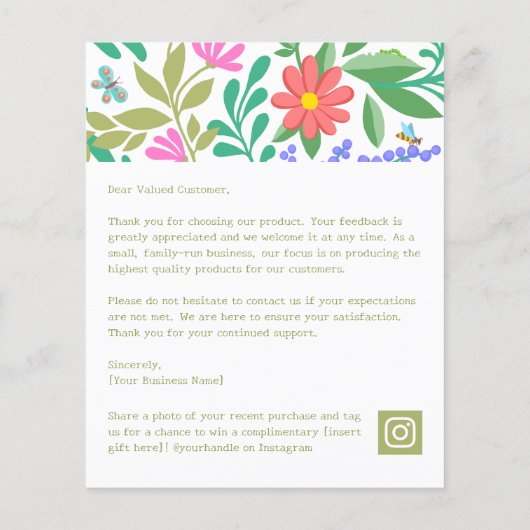 かわいいフローラ自然ご購入ありがとうございます (裏面)