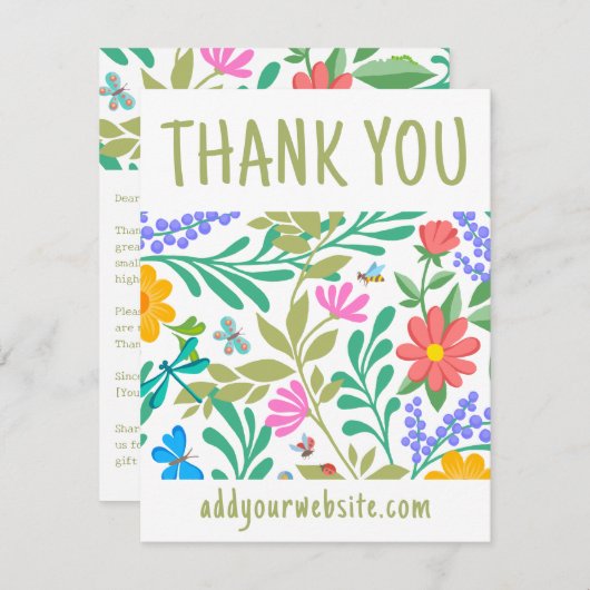 かわいいフローラ自然ご購入ありがとうございます エンクロージャーカード (正面/裏面)