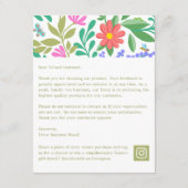 かわいいフローラ自然ご購入ありがとうございます エンクロージャーカード (裏面)