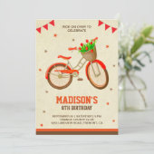 かわいいフローラ自転車女子バースデーパーティー 招待状 (スタンド正面)