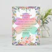かわいいフローラ花夏のグラデーション赤ちゃんシャワー 招待状 (スタンド正面)