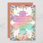 かわいいフローラ花夏のグラデーション赤ちゃんシャワー 招待状 (正面/裏面)