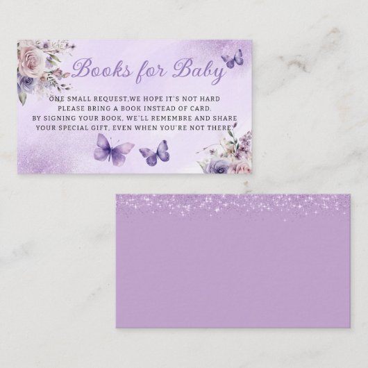 かわいいフローラ蝶の本ベビー赤ちゃんシャワー エンクロージャーカード (正面/裏面)