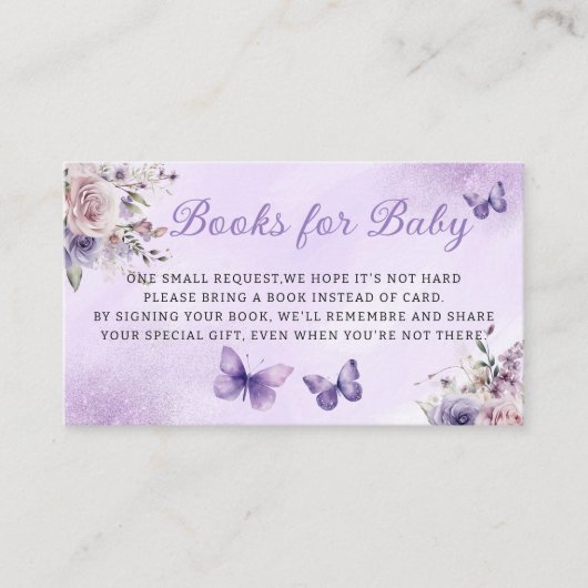かわいいフローラ蝶の本ベビー赤ちゃんシャワー エンクロージャーカード (正面)