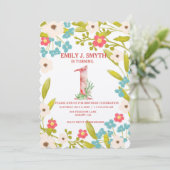 かわいいフローラ誕生日パーティーの招子供へ待 招待状 (スタンド正面)