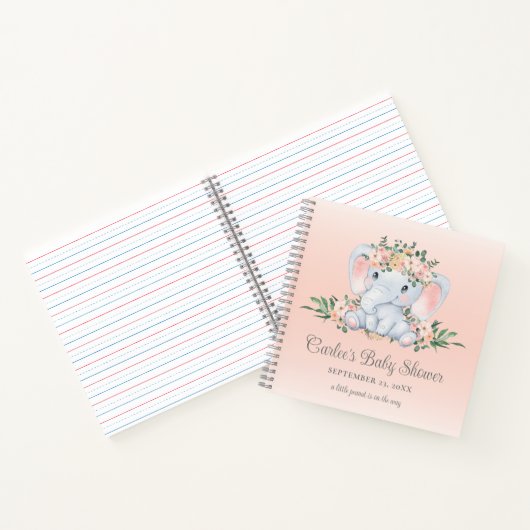 かわいいフローラ象の赤ちゃん女の子の赤ちゃんシャワー ノートブック (内部)