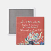 かわいいフローラ赤い結婚式の日付を保存 マグネット (正面/裏面)