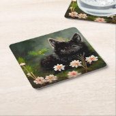 かわいいフローラ野生動物 スクエアペーパーコースター (アングル)