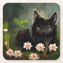 かわいいフローラ野生動物 スクエアペーパーコースター