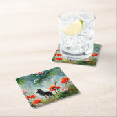 かわいいフローラ野生動物 スクエアペーパーコースター (インサイチュ)