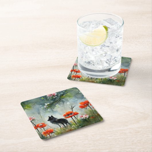 かわいいフローラ野生動物 スクエアペーパーコースター (インサイチュ)