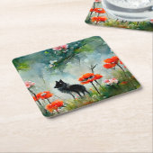 かわいいフローラ野生動物 スクエアペーパーコースター (アングル)
