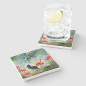 かわいいフローラ野生動物 ストーンコースター (横)