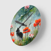 かわいいフローラ野生動物 ラウンド壁時計 (傾斜)