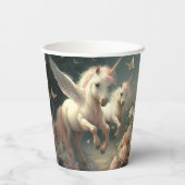 かわいいフローラ飛んでいるユニコーン小さなポニー紙クー 紙コップ (裏面)