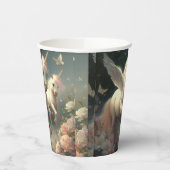 かわいいフローラ飛んでいるユニコーン小さなポニー紙クー 紙コップ (左)