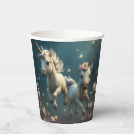 かわいいフローラ飛んでいるユニコーン小さなポニー紙クー 紙コップ