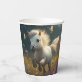 かわいいフローラ飛んでいるユニコーン小さなポニー紙クー 紙コップ (裏面)